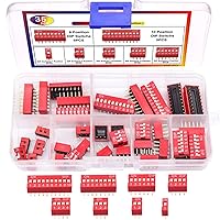Vista 7 de Taiss Juego surtido de 35 interruptores de inmersión de doble fila, 1, 2, 3, 4, 6, 8, 10 posiciones, 0.100 in, montaje en PCB, interruptor DIP