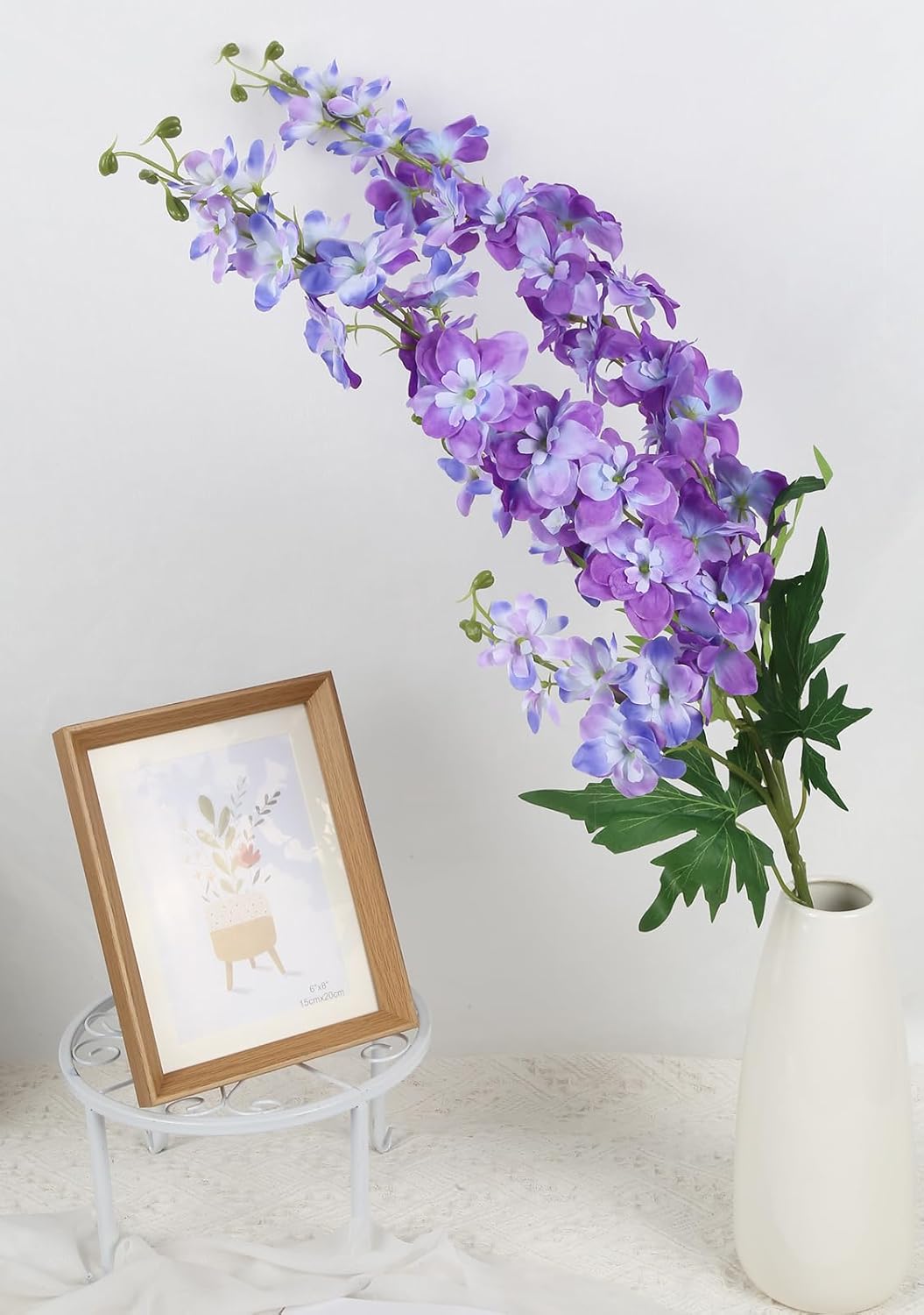 6Pcs Artificial Delphinium Flowers 37.4’’Purple Fake Larkspur Flowers Silk Flowers with Long Stems for Tall Vase Table Centerpiece Home Wedding Party Garden Decor(Purple)