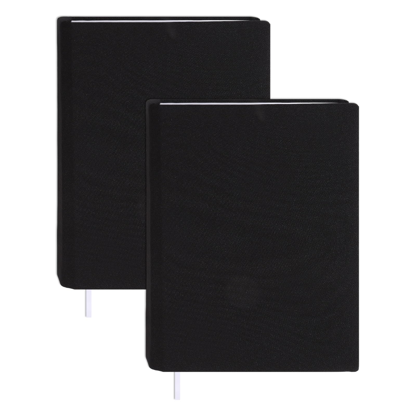 GLOBLELAND 2 Pcs Black Elastic Cloth Book Covers with Ribbon 9"x11" Washable Book Protective Cover Up to 10"x12.5" Adjustable Sleeve Paperback Protector for Notebook Bible Planner Hardcover