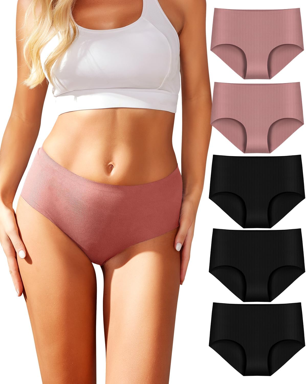 Women's Underwear Seamless Full Briefs Soft Panties Invisibles Briefs Comfort Underpants Ladies Panties - 5 Pack