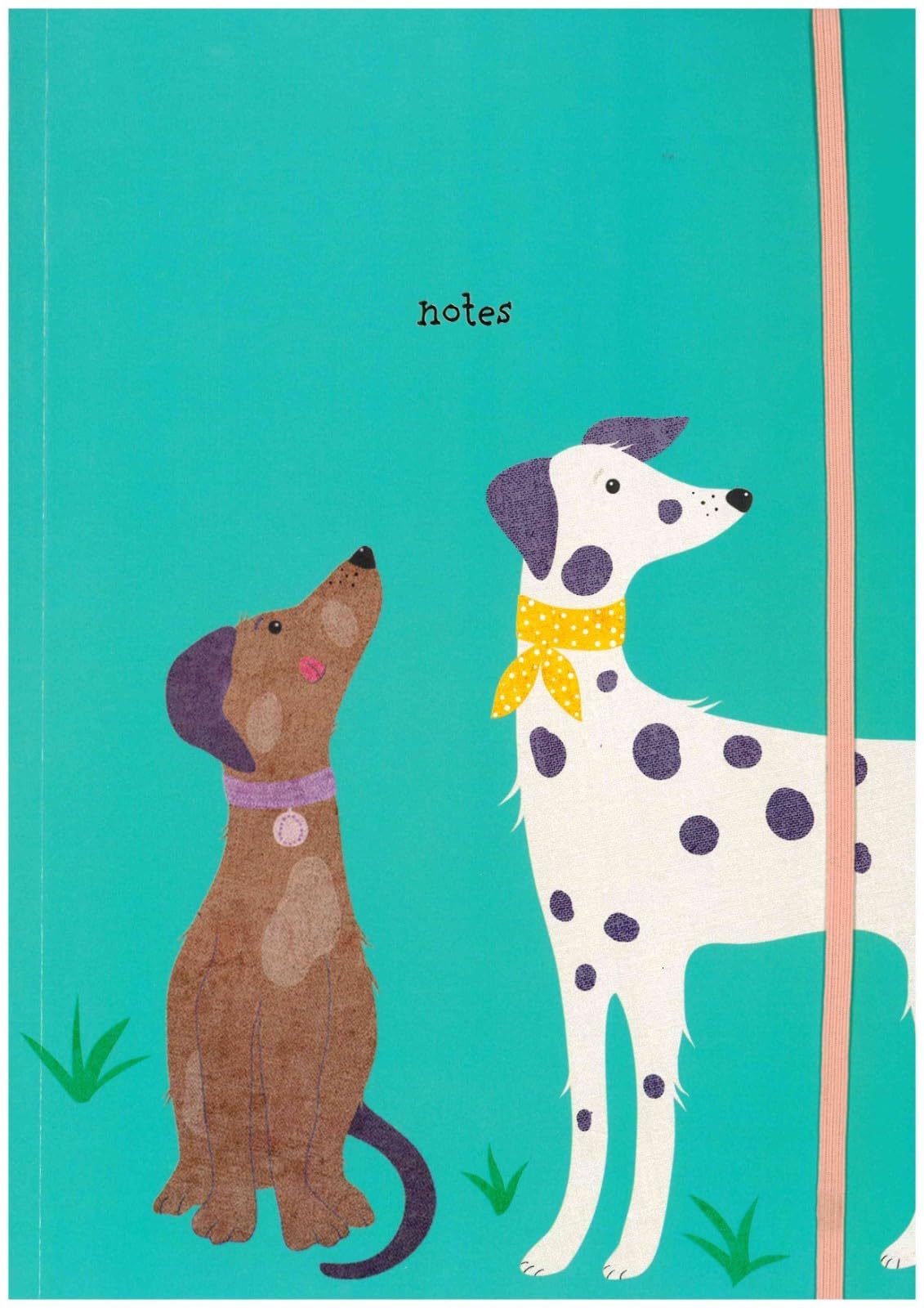 Turquoise A4 Dog Themed Lined Notebook Softback Journal with Elastic Strap – Ruled Writing Pad with Illustrated Pages – Notes Book for School University Office Home – Gift for Dog Lovers