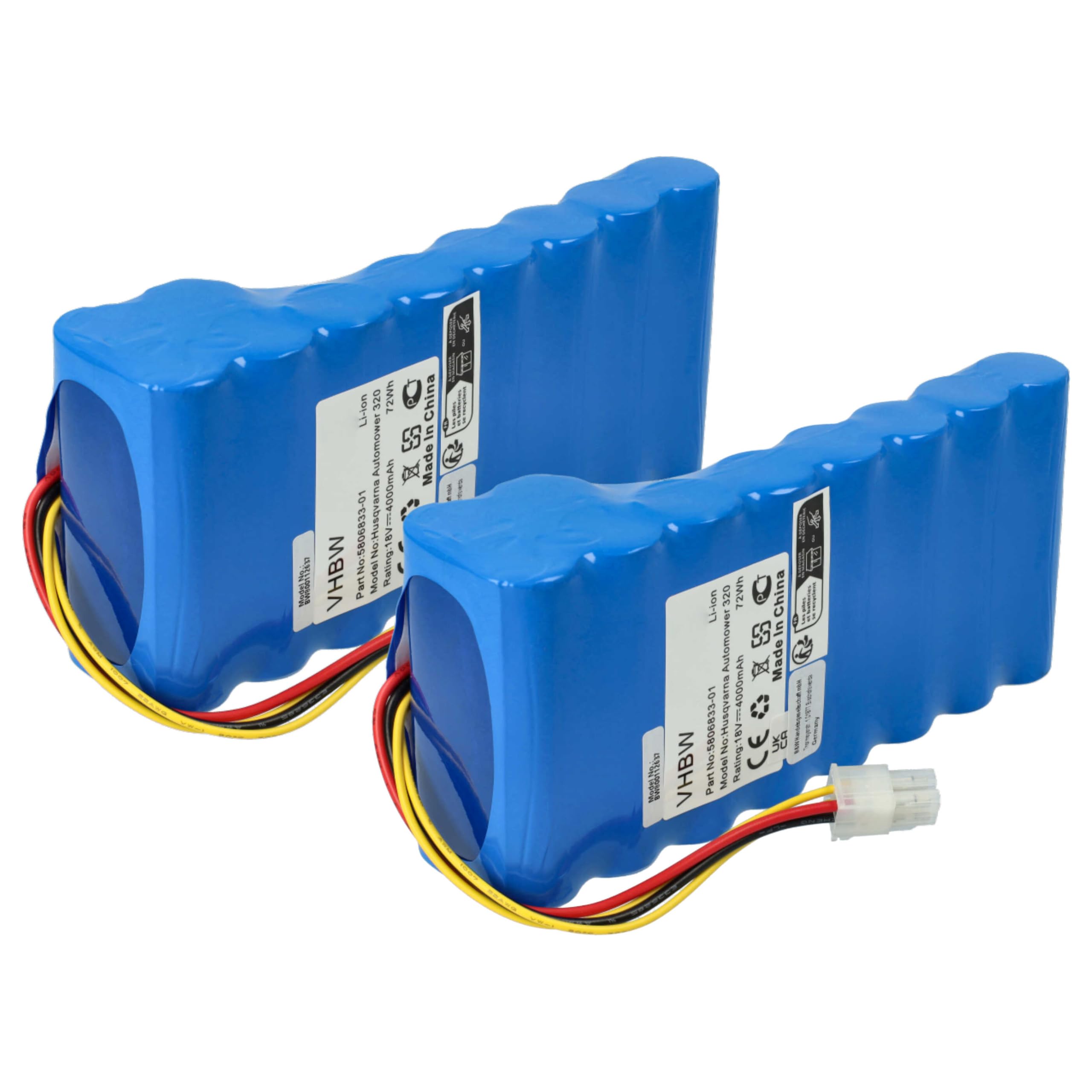 vhbw 2X Baterie zamienne do Husqvarna 580 68 33-01, 580 68 33-02, 5806833-01, 5806833-02, 580683301, 580683302 dla 40000mAh, 1, 1, 18V, Li-ION