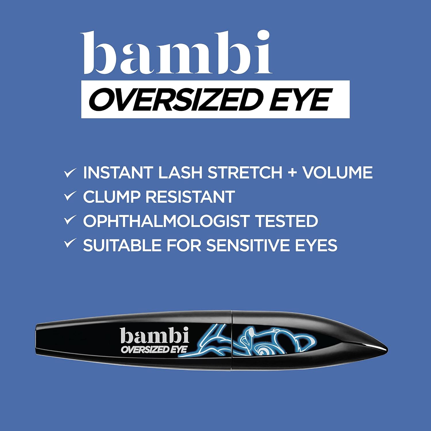 L'Oréal Paris Bambi Oversized Eye Washable Mascara, Instant Lash Stretch and Volume, Lifts, Curls and Extends Lash Length, Clump Resistant, Washable, Intense Black, 0.2800 fl. oz.