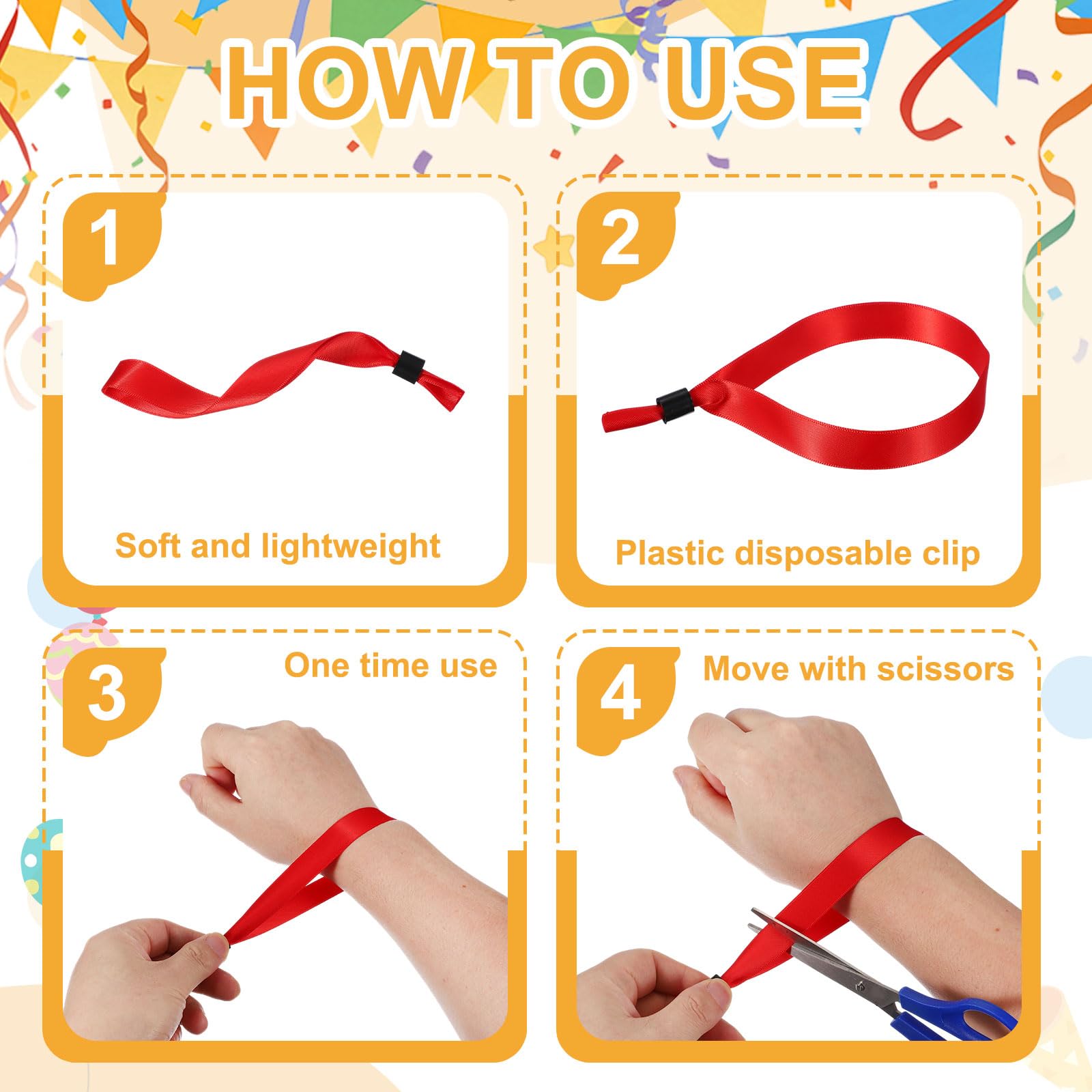 QUARKZMAN 100 Pcs Pulseras De Tela Para Eventos, Pulseras Desechables Para Fiestas, Conciertos, Actividades, Clubes, Festivales, Admisión, Eventos, Verde