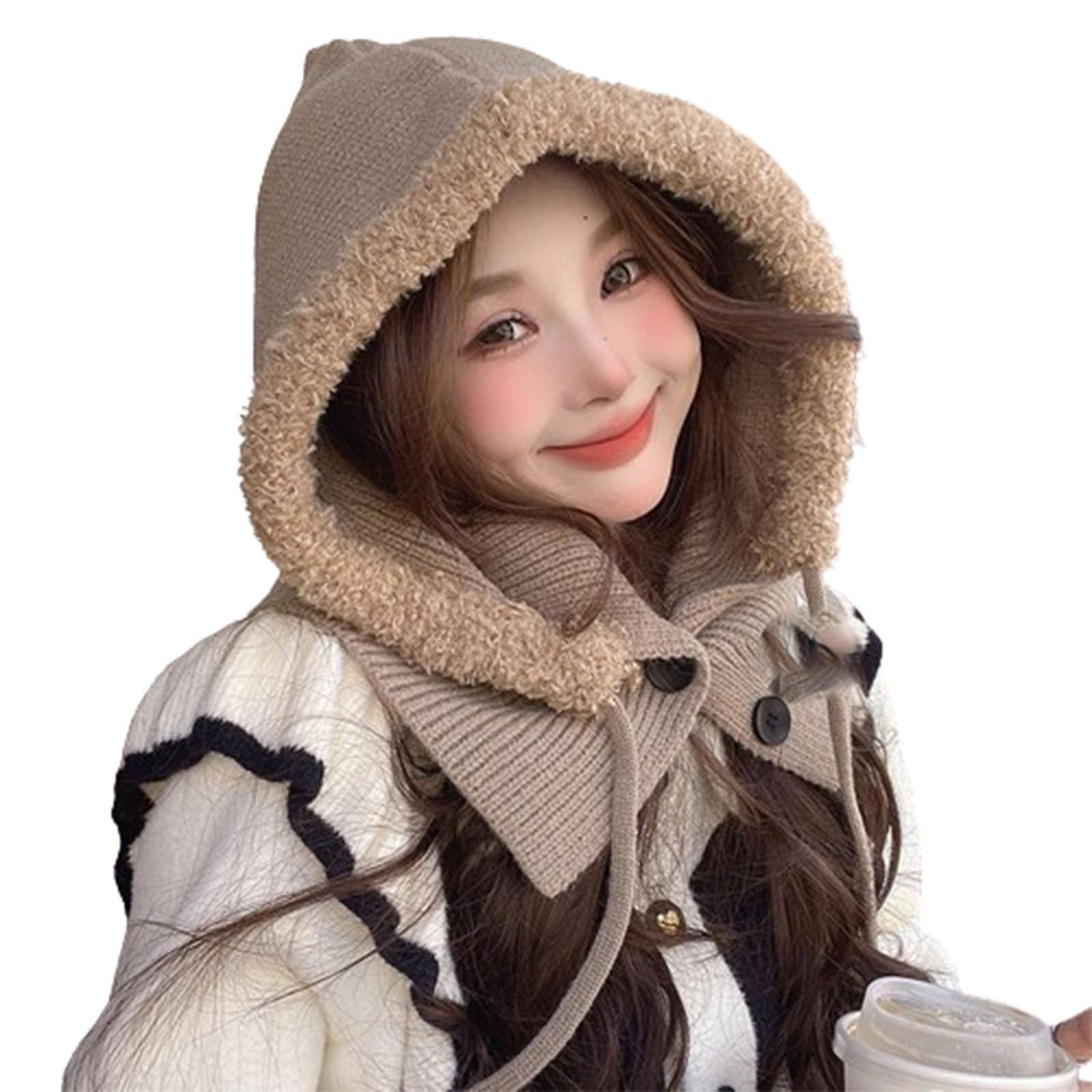Gorro de pasamontañas para Mujer, Gorro y Bufanda para el Cuello, cálido, de Invierno, de una Sola Pieza, con protección para los oídos, Gorro de Lana (Gray A)