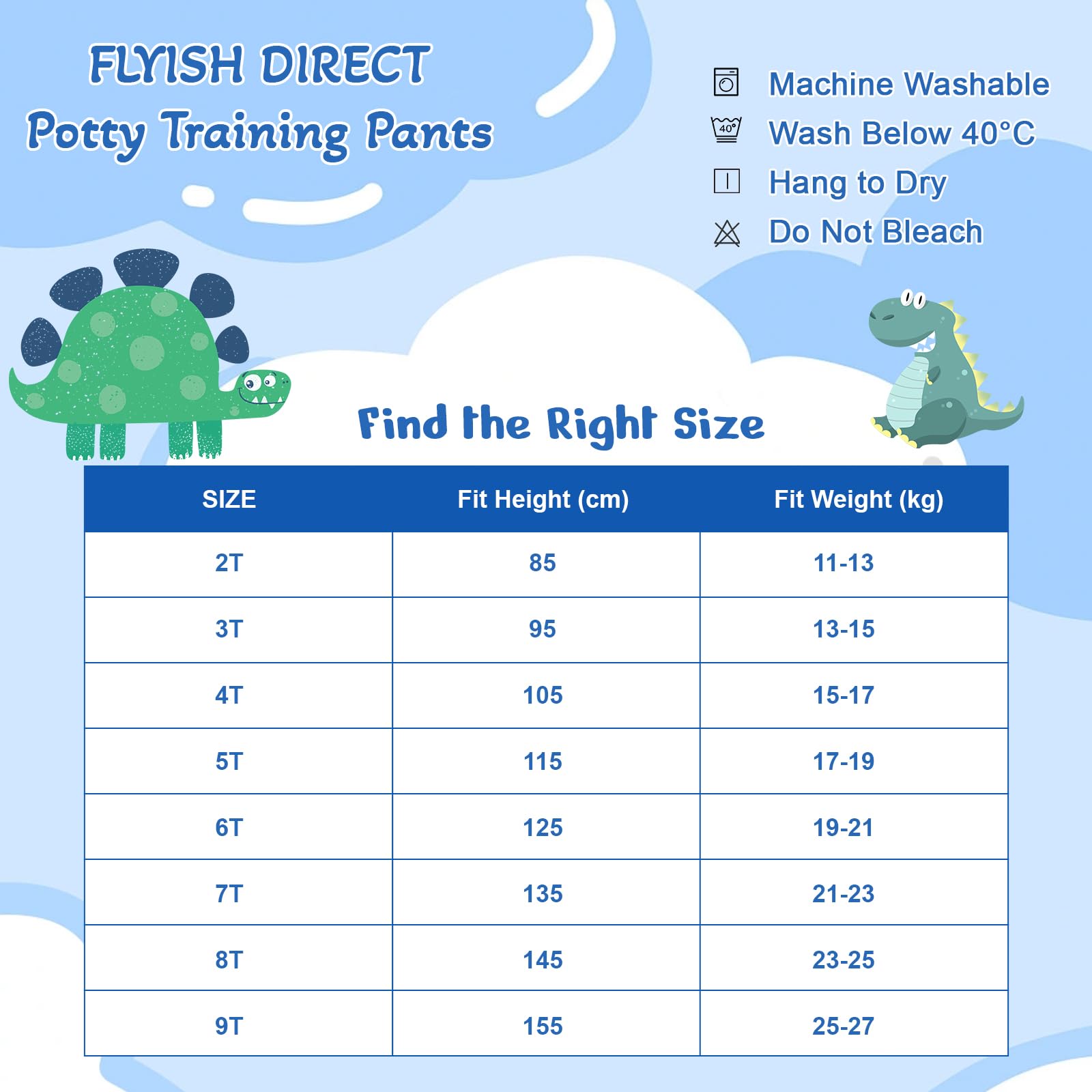 FLYISH DIRECT Culottes d’apprentissage Enfant– Lot de 4 Culottes Apprentissage Propreté Garcon 100% Coton, Couches Anti-fuite Absorbantes, Réutilisables & Lavables – Dino & Voiture, 8 ans