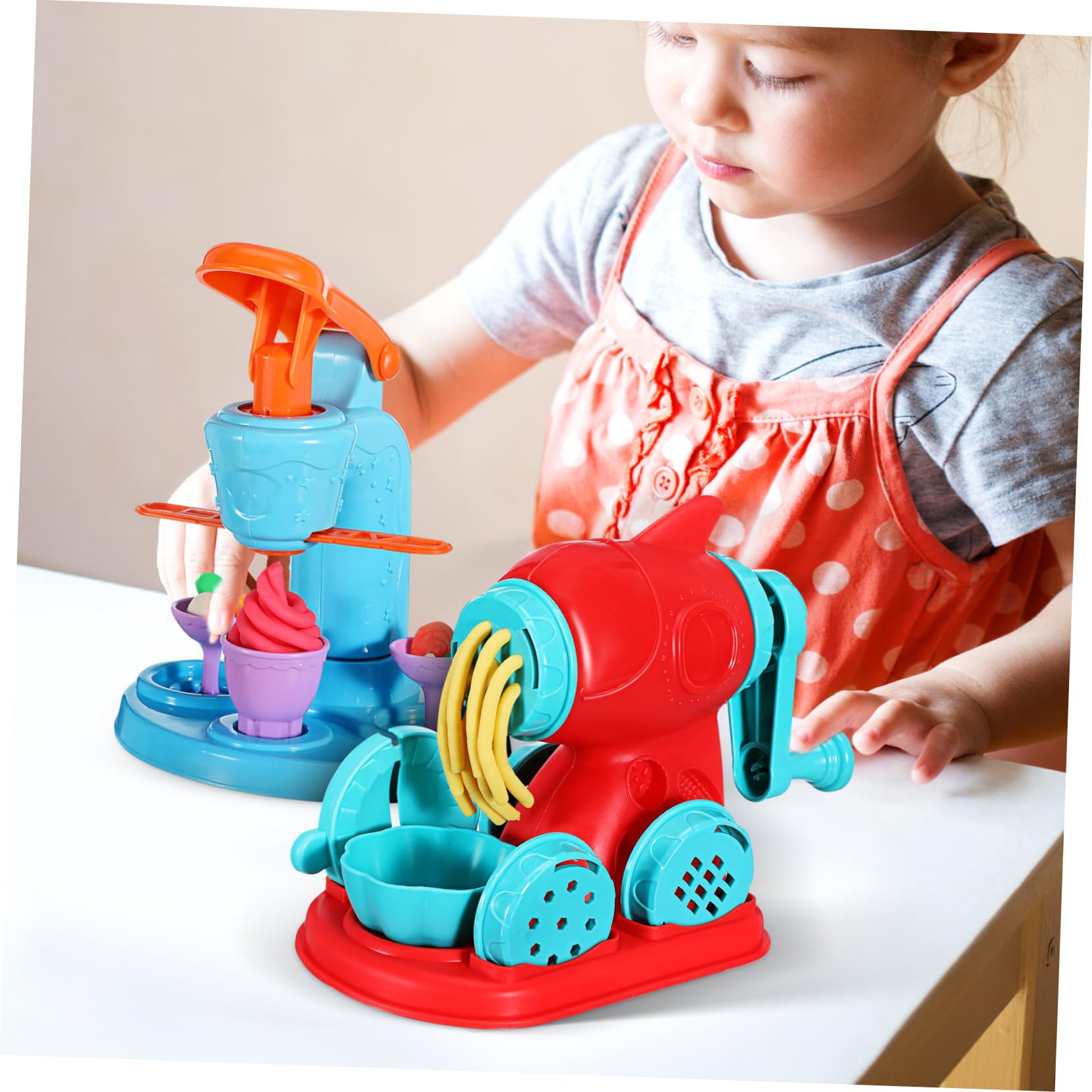 KOMBIUDA 51pezzi Cucina per Ragazzo Ragazza Macchina per Gelati e Hamburger di Pasta Accessori per Impastare e Attività Artistiche Kit di Gioco per Ragazzo Ragazza e Bambine