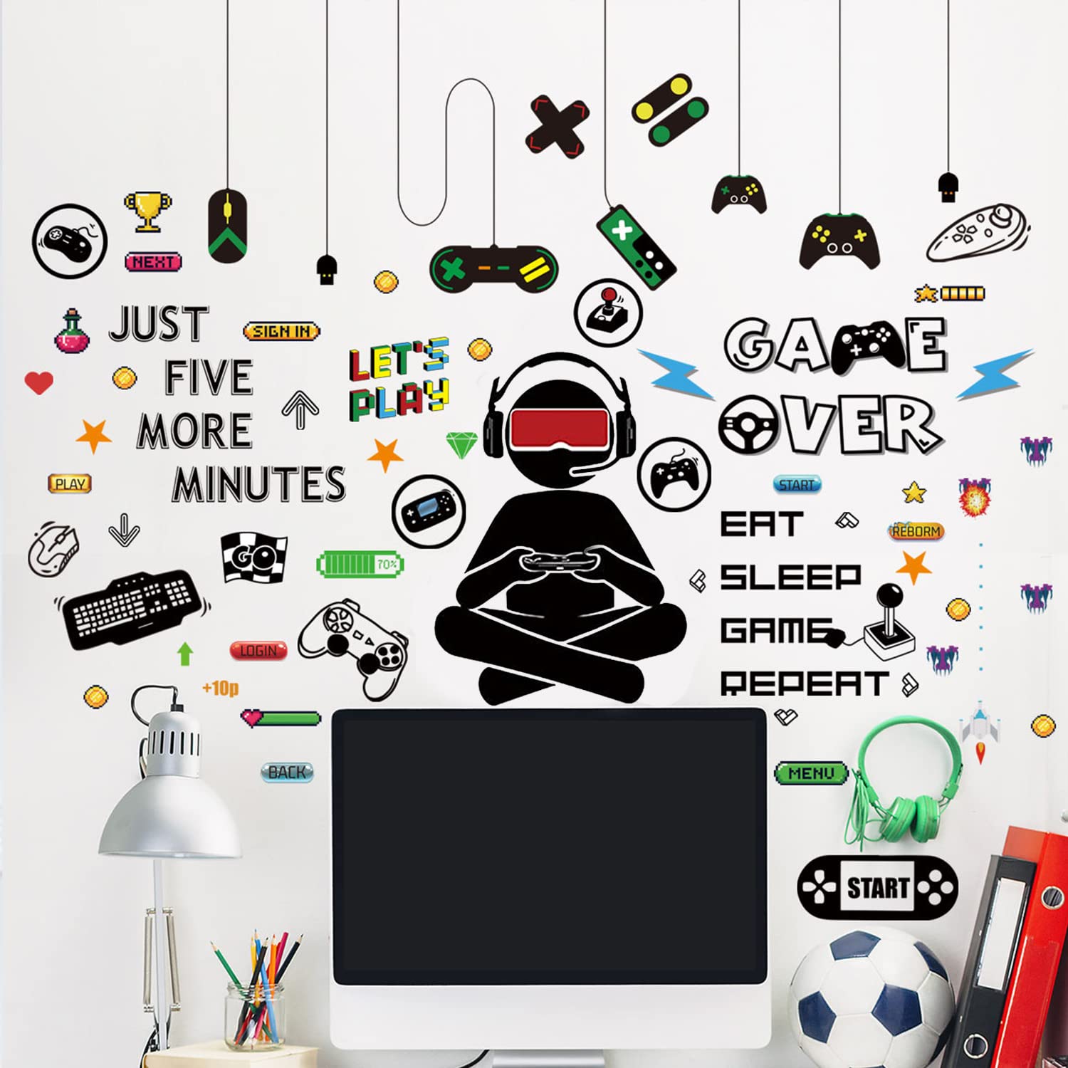 HanBaoHouse Children's Cartoon Wall Stickers Game Wallpaper Game Controller Wall Stickers, Boys' Room Wallpaper (dinosaur02)