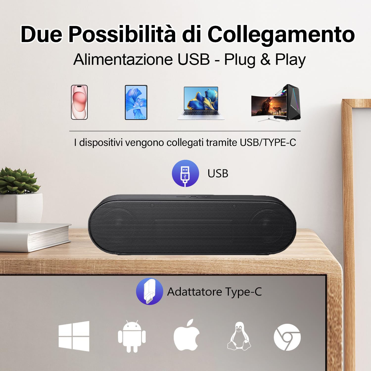 ZETIY Mini Altoparlante per PC, Casse Computer con Alimentazione USB, Altoparlante USB Stereo Sound Mini Casse Soundbar Portatile per Tablet Desktop Laptop e Banco Cassa - Nero