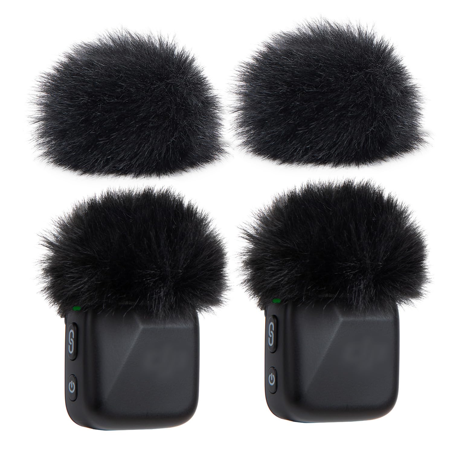SUNMON Pack of 4 Black Wind Protection for Mini Mic Furry Microphone Pop Protection Foam for Wireless Microphone Muff Pop Filter
