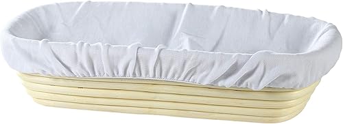 Miniatura 32 de Frieling Cesta rectangular a prueba de pan con forro – Cesta de algodón para masa madre (10 x 7 pulgadas, caña natural)