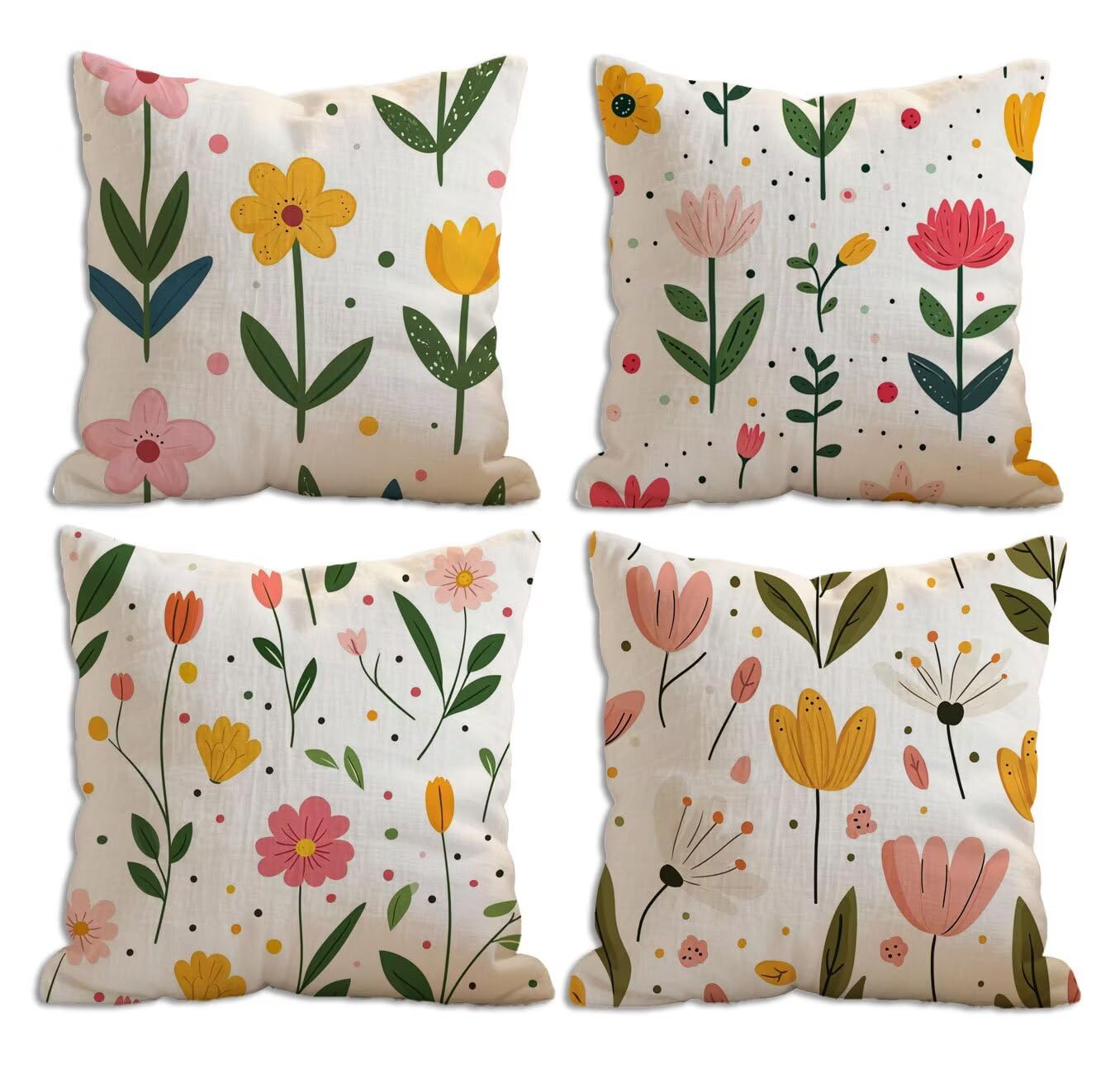 Kissenbezug 55x55 cm Blumen Kissenbezüge Anlage Sofakisse 4er Set Quadrat Kissenbezug Samt Couch Kissen Aesthetic Kopfkissenbezug Reiß Verschluss für Frühling Sommer Gartenmöbel Deko Geschenke b-533