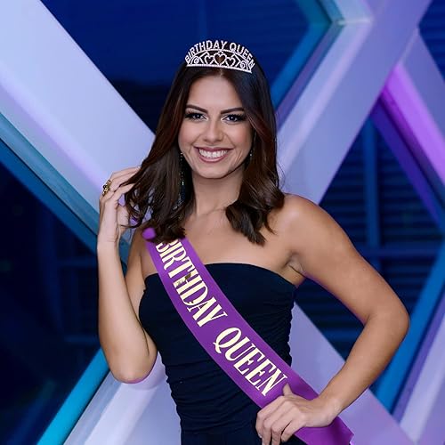 Miniatura 2 de CIEHER Corona de cumpleaños, banda de cumpleaños y tiara de diamantes de imitación