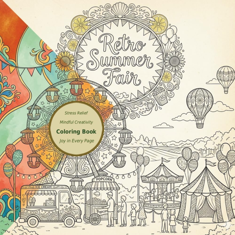 RETRO SUMMER FAIR: A Relaxing Coloring Book Journey Through Global Summer Festivals and Traditions