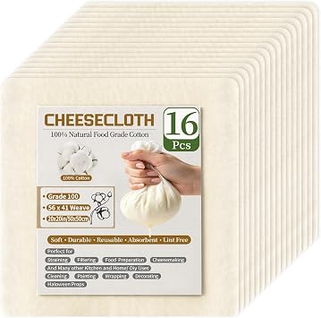 16 Pcs Unbleached Cheese Cloths for Straining 20x20 Inch