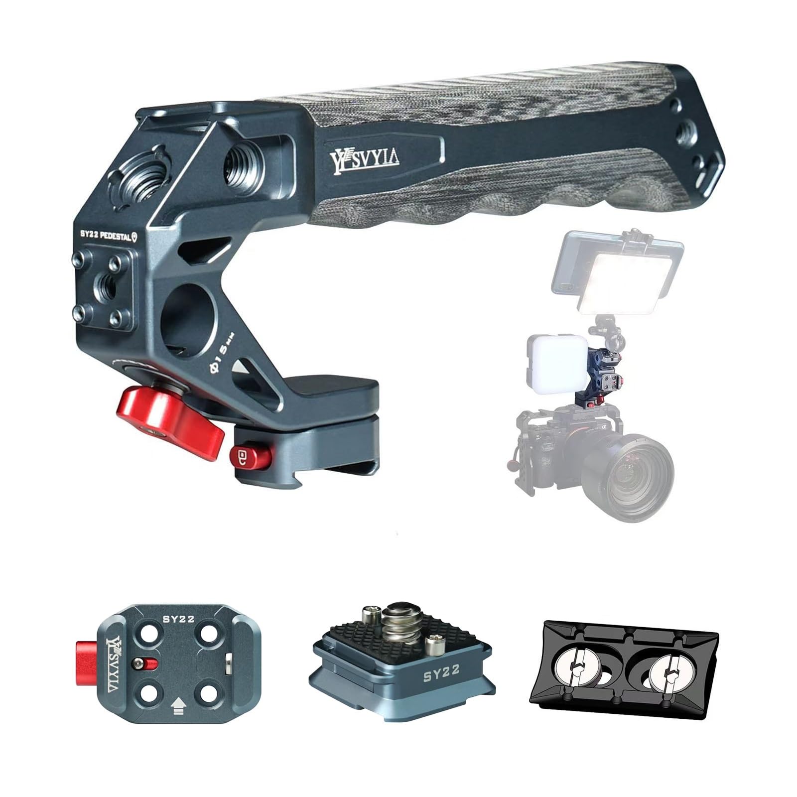 YYSVYIA Quick Release Top Handle with SY22 Rail Kit,Ergonomic Camera Top Handle for Camera Rigs-V2203