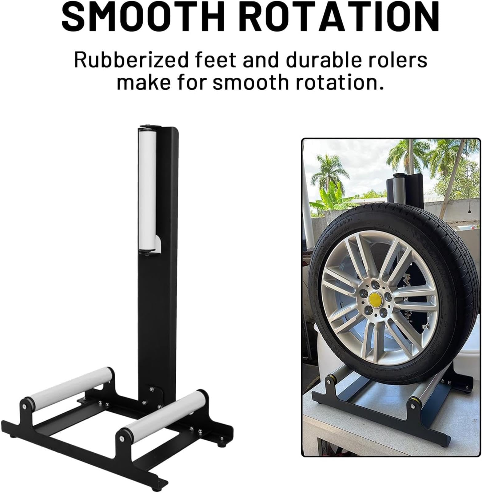 Soporte de limpieza de ruedas, herramienta de detalle de ruedas giratorias para lavado y detalles de coches, marco duradero para una limpieza eficiente de las ruedas