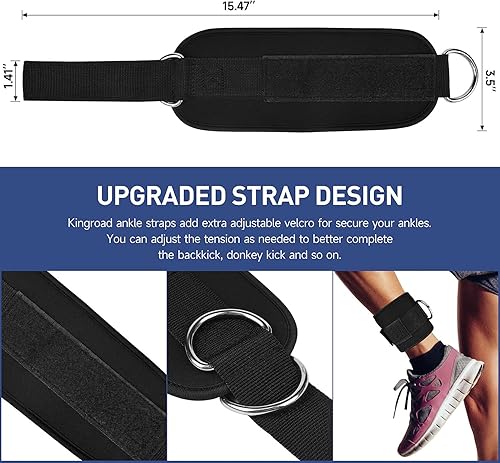 Miniatura 6 de Bandas de resistencia para entrenar para mujeres, bandas de resistencia de tobillo con puños para ejercitar patadas y glúteos y construcción de
