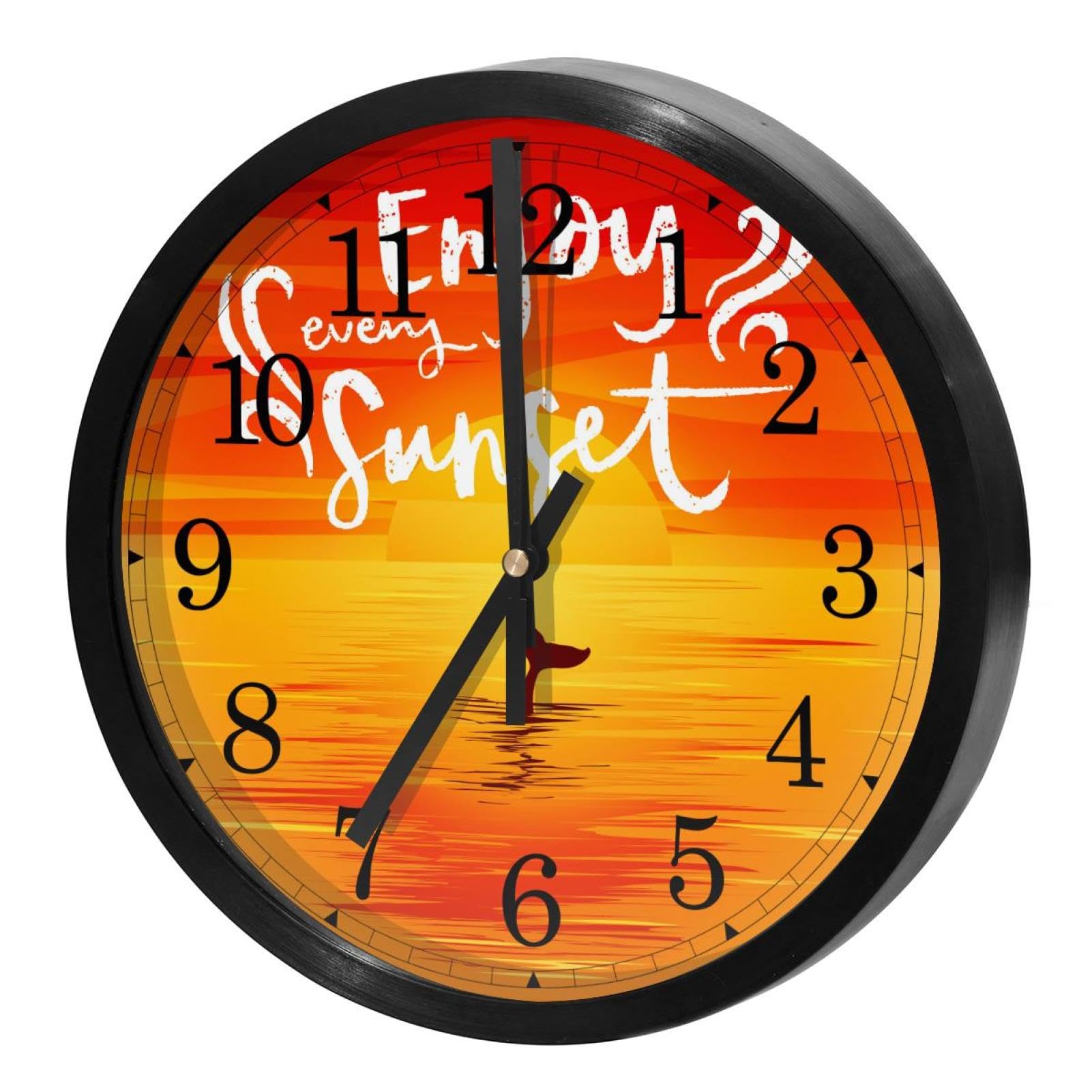 Horloge murale silencieuse à quartz ronde orange pour une ambiance zen