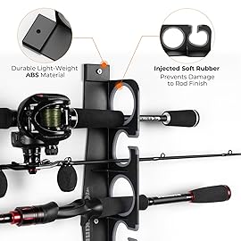 KastKing SafeGuard Fishing Rod Holder for Garage, Wall or Ceiling Mounted Fishing Rod Rack Storage Organizer, Fishing Pole Holder Holds 12 Rods or Combos in Less Than 36 Inches