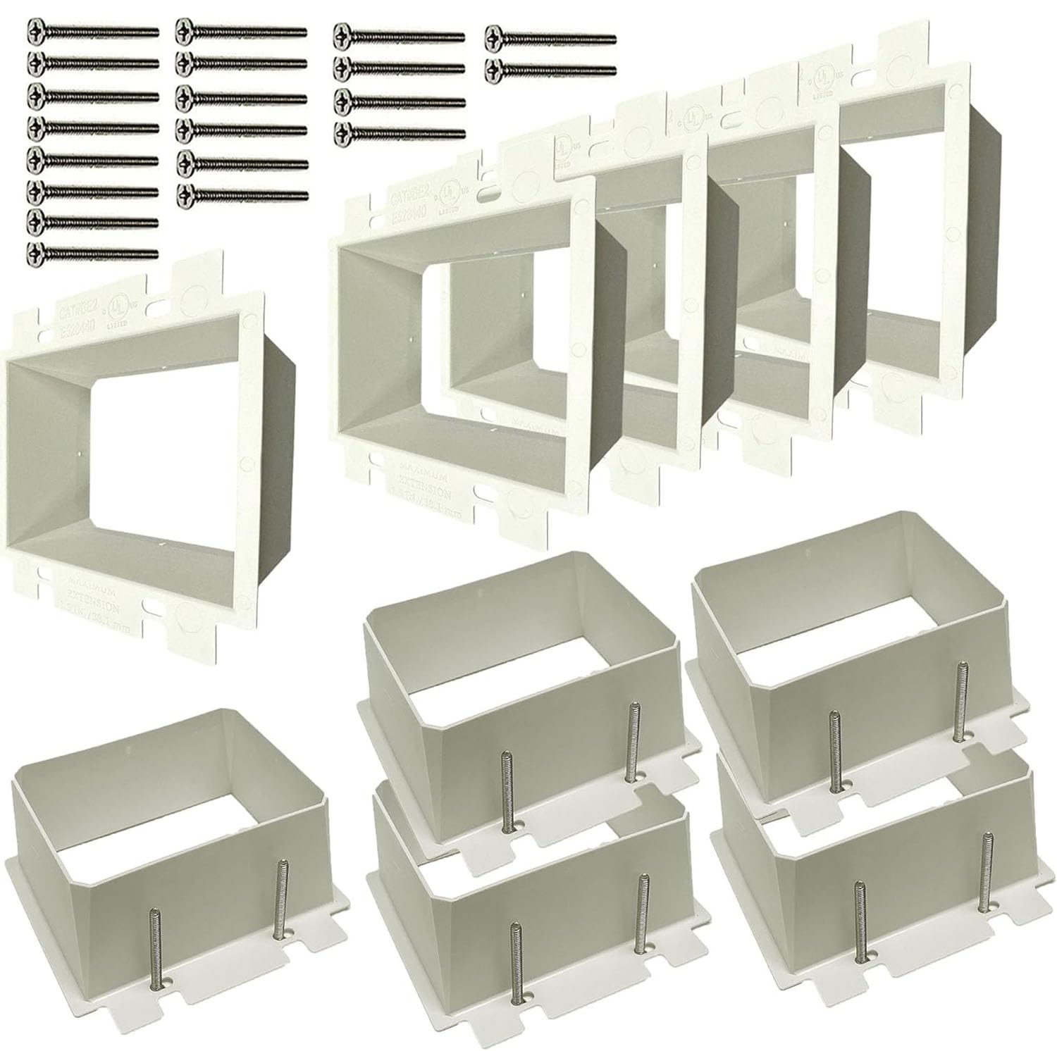 iMBAPrice IMBA-BE2-5 - Extensor de caja de toma de corriente eléctrica no metálica de 2 bandas para accesorios de receptáculos de interruptor de alimentación, paquete de 5