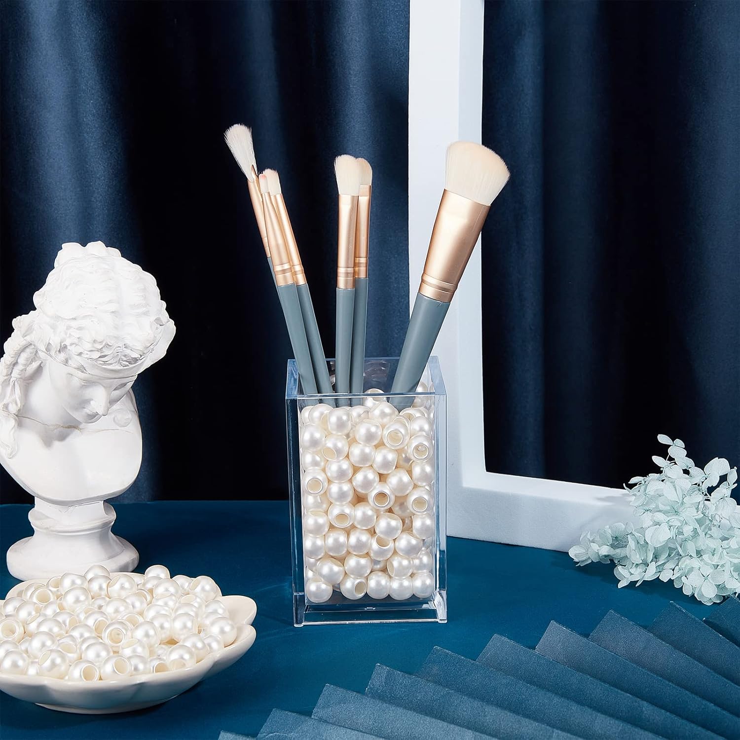 NBEADS 300pcs Plastic European Pearl Beads, 12mm Creamy White 5.8 mm Big Hole Plastic Imitation Pearl Round Faux Pearls Loose Rondelle Spacer European Beads for DIY Dreamcatcher Jewelry Making - Image 5