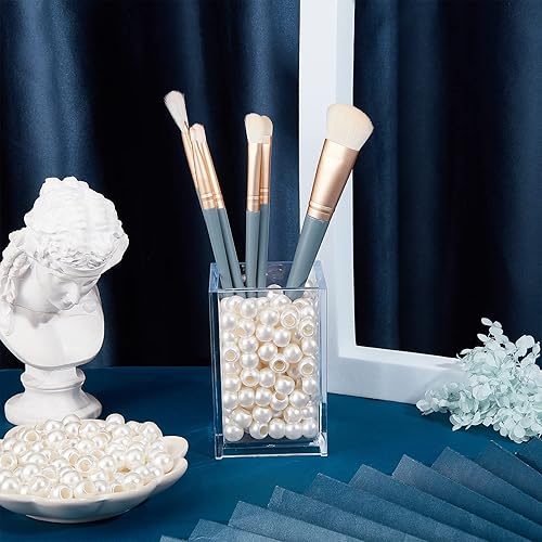 Miniatura 4 de NBEADS 300 cuentas de perlas europeas de plástico, color blanco cremoso, agujero grande, perlas de imitación de plástico, perlas de imitación