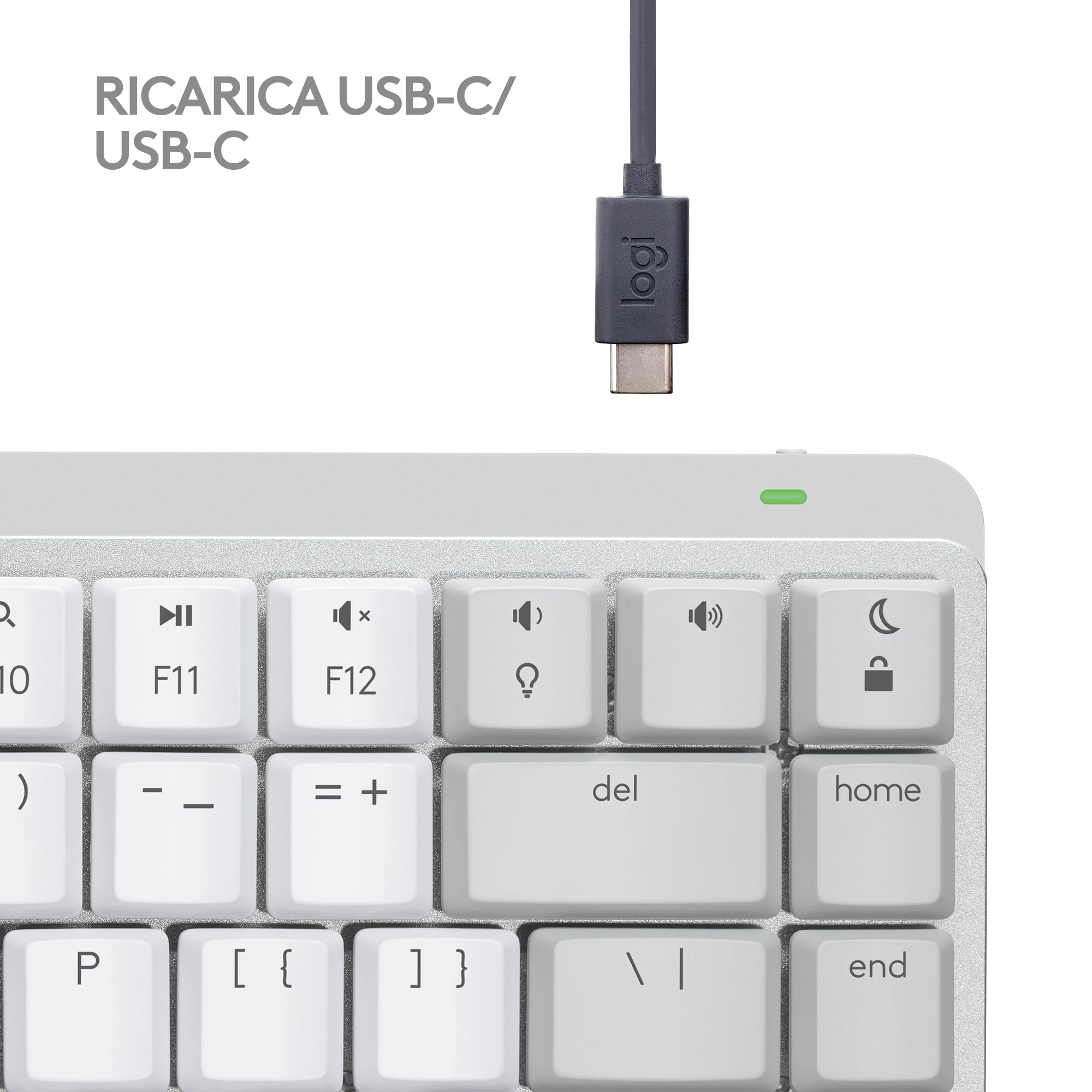 Logitech MX Mechanical Mini Tastiera Retroilluminata Wireless per Mac | Switch a Basso Profilo, Tasti Tattili Silenziosi, Retroilluminati, Bluetooth, USB-C, Apple, iPad, QWERTY US Intl - Pale Grey
