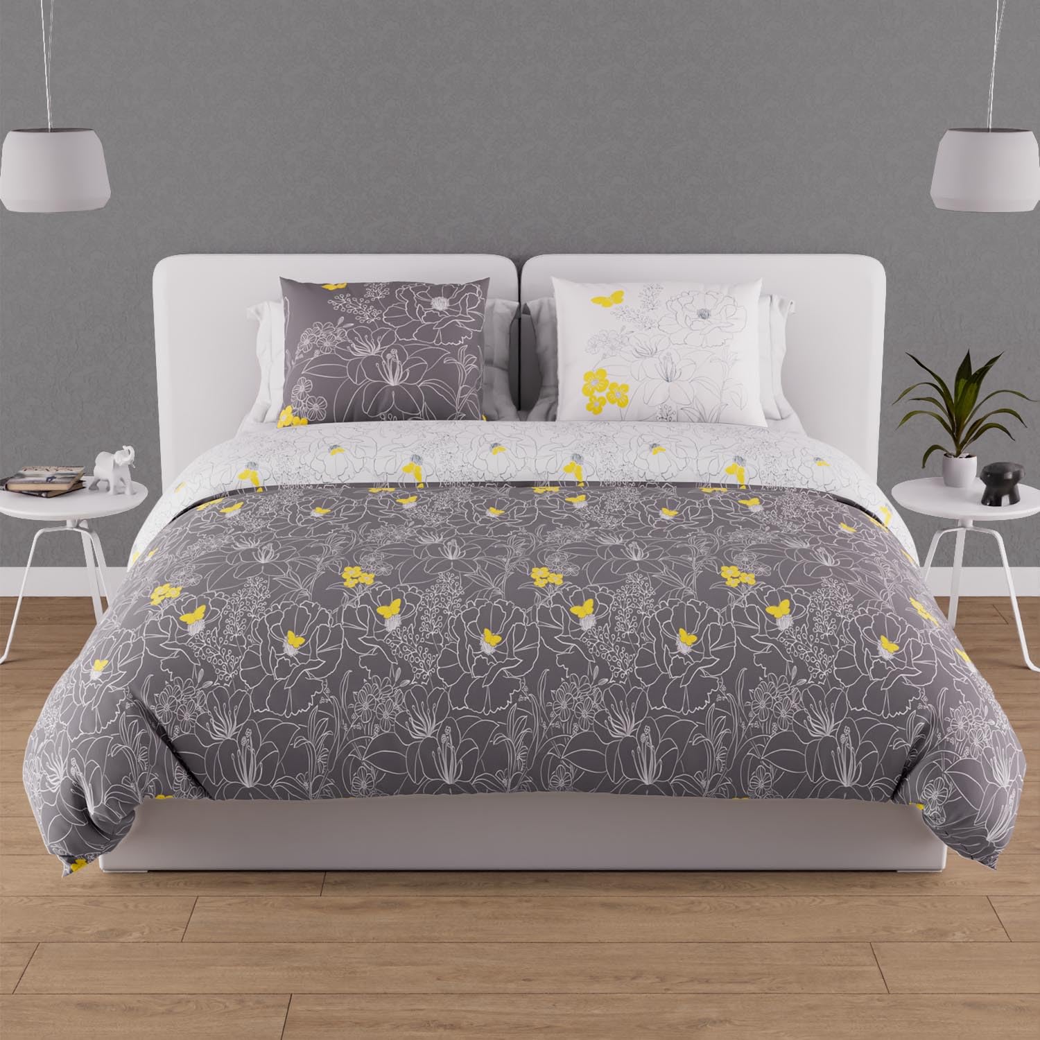 Soleil d'ocre, duvet cover, Cotton, White, 220 x 240 cm