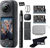 Insta360 X5 Paquete Esencial con tarjeta de 256GB - Cámara de acción 360 a prueba de agua 8K | El paquete incluye selfie stick, batería extra, estuche de carga rápida, protectores de lente estándar, tapa de lente, estuche de transporte 1