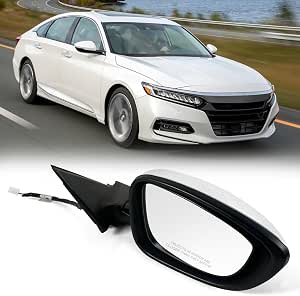 MZORANGE Right Passenger Side Mirror For Honda Accord 2018-2022 - Black 3 Pin Manual Fold Power Glass
