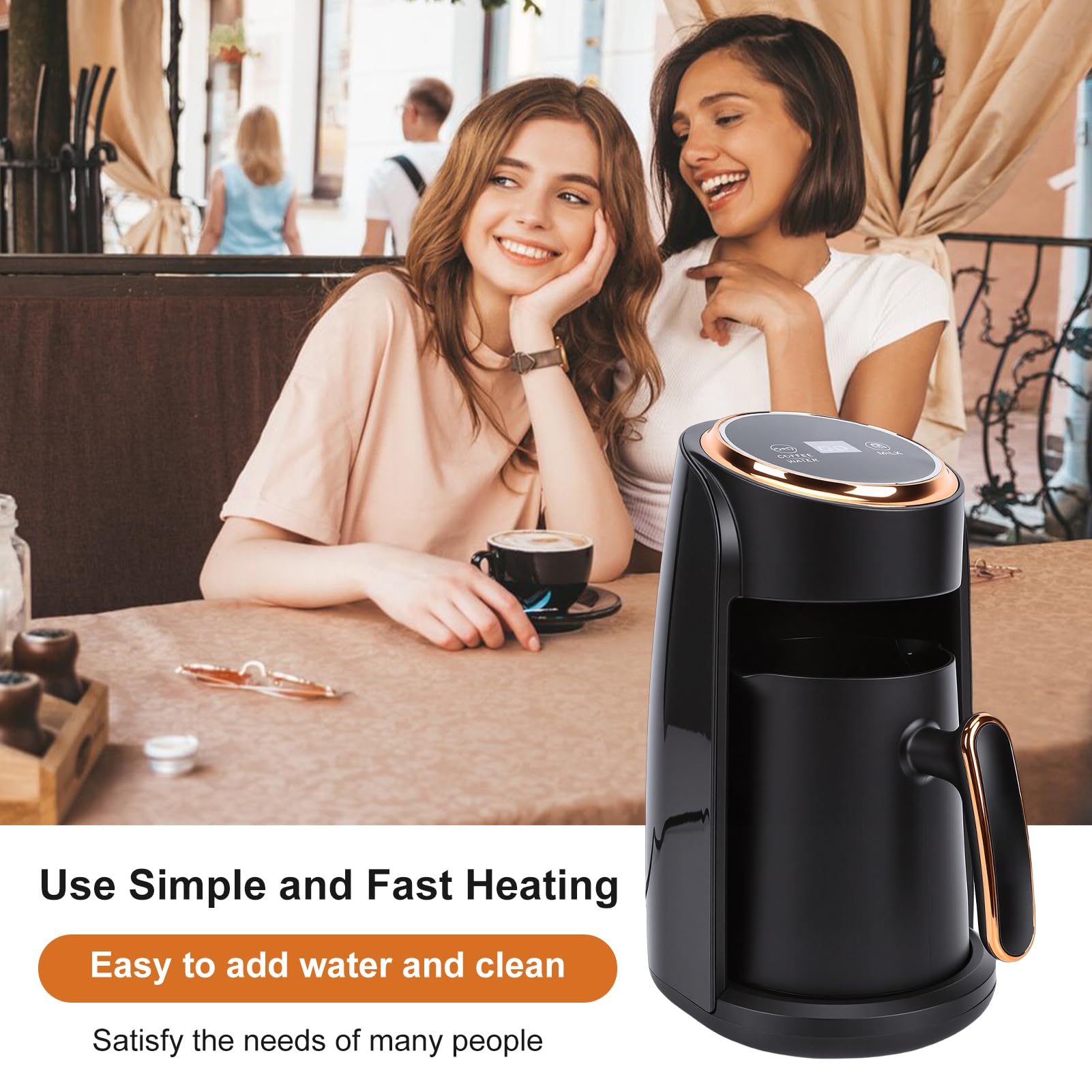 Cafetera Eléctrica para Café Griego, 600 W de Potencia de Vapor, Capacidad para 3-5 Tazas, Diseño Compacto, Depósito de 0,5 L, Espumador de Leche para Latte y Capuchino