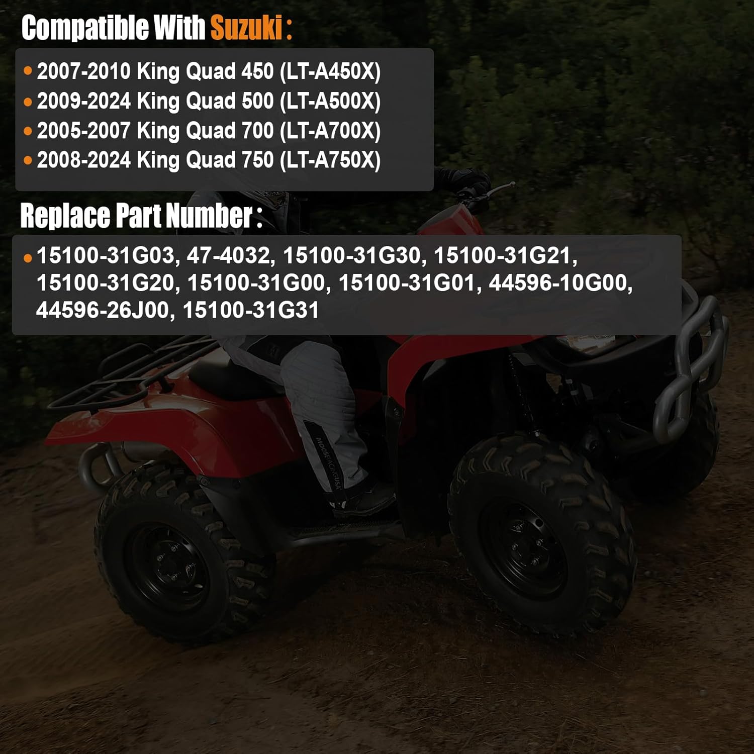 2005-2024 Fuel Pump Module Compatible for Suzuki King Quad 450 2007-2010, 500 2009-2024, 700 2005-2007, 750 2008-2024, Replace 15100-31G03 - Image 2