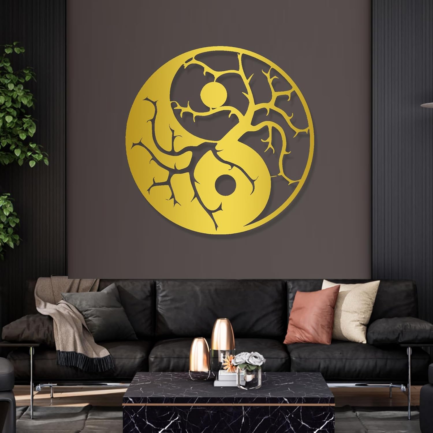 Metal Yin Yang Wall Decor, Tree of Life Metal Wall Art, Yin