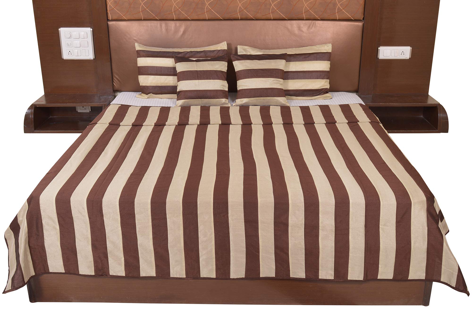 JABAMA® Multi Polysilk Stripes Design Bed Cover with 2 Pillow Cover & 2 Cusion Cover Set-picture-11