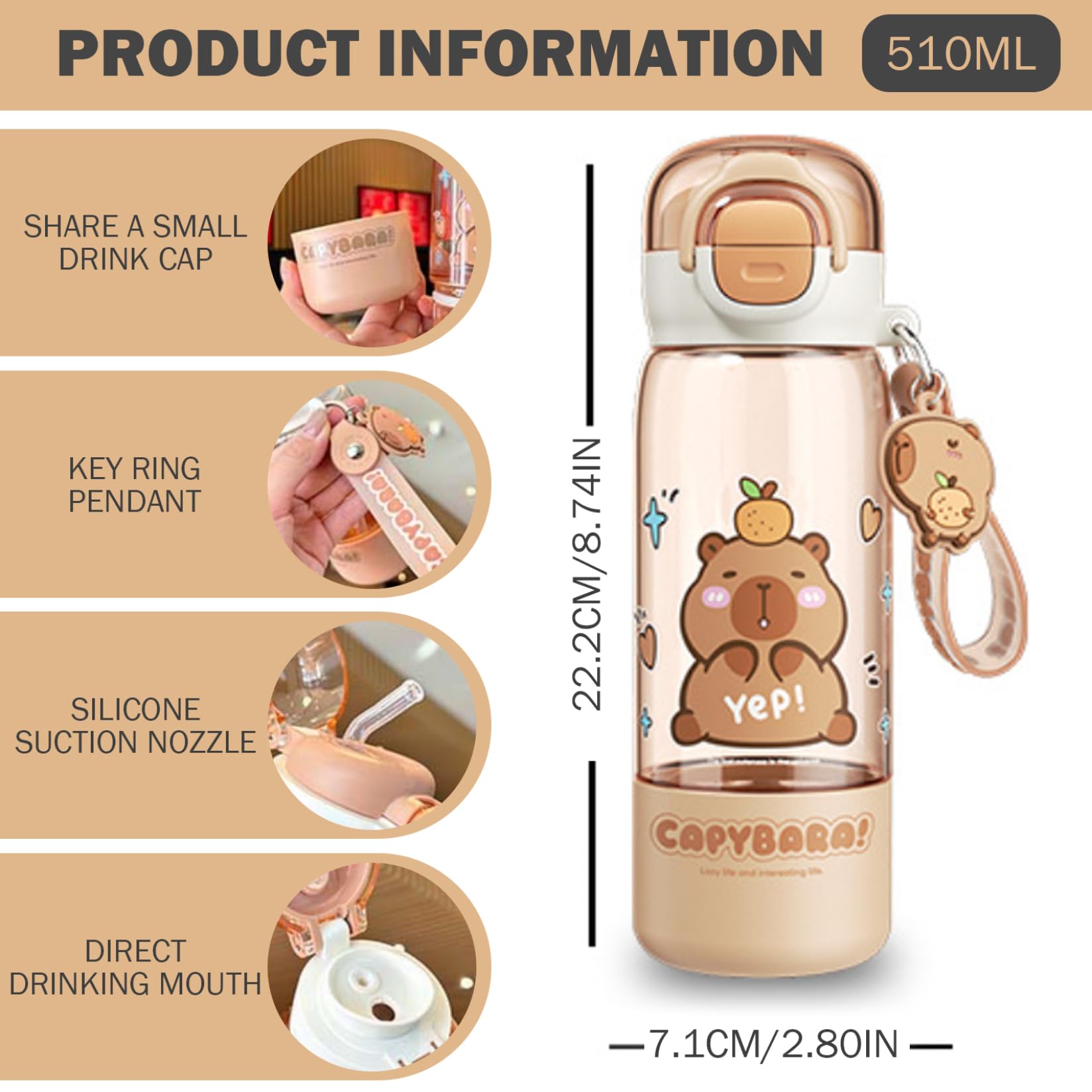 Bouteille D'eau Capybara - Tasse En Acier Inoxydable Avec