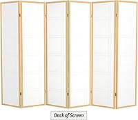 Vista 84 de Red Lantern Pantalla Shoji de doble cruz de 6 pies de alto, color blanco, 5 paneles