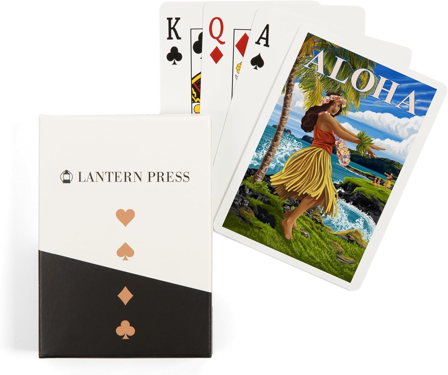Lantern Press Aloha, Hula on Coast, 52 Playing Cards for Adults, Poker Size Card Deck
