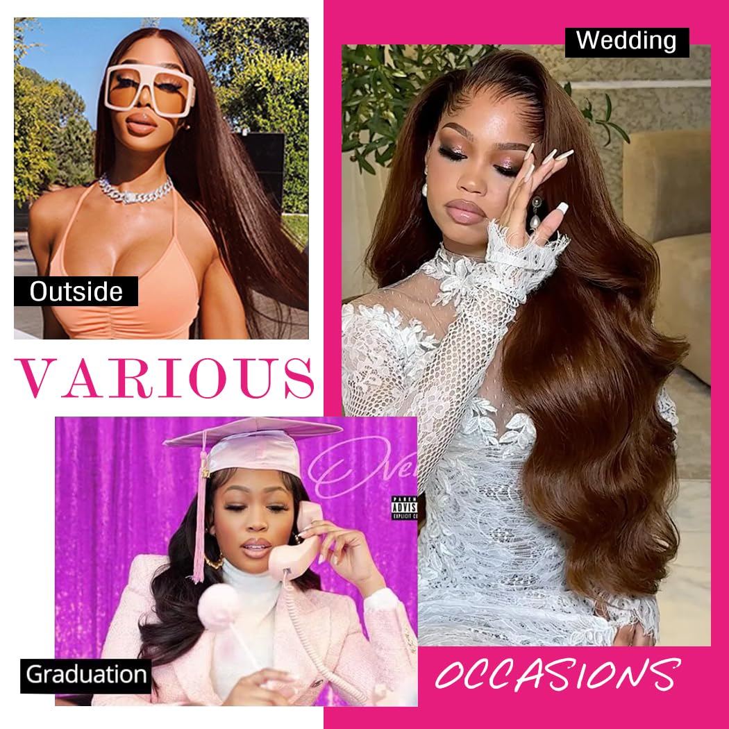 Younsolo Brown Human Hair Bundles #4 Chocolate Brown Straight 4 Bundles 20 22 24 26 Inch Brazilian Straight Human Hair Bundles 100% Unprocessed Virgin Hair Bundles Deals Human Hair Extensions