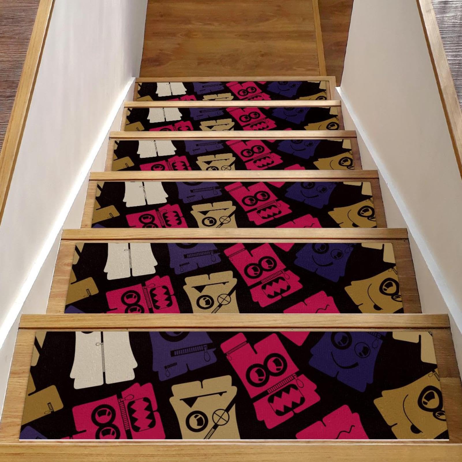 Tapis d'escalier antidérapants vintage pour escalier bois de maison familiale