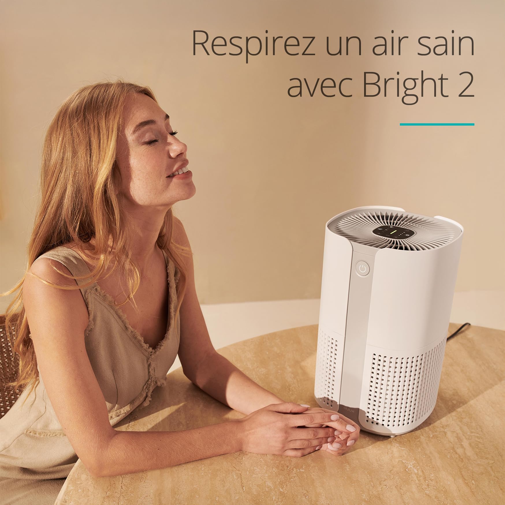 Duux Bright 2 Purificateur d'air intelligent - Purificateur d'air avec 210 CADR, indicateur de qualité de l'air et ioniseur - Nettoie jusqu'à 99,97% de la pollution jusqu'à 42m² - Blanc
