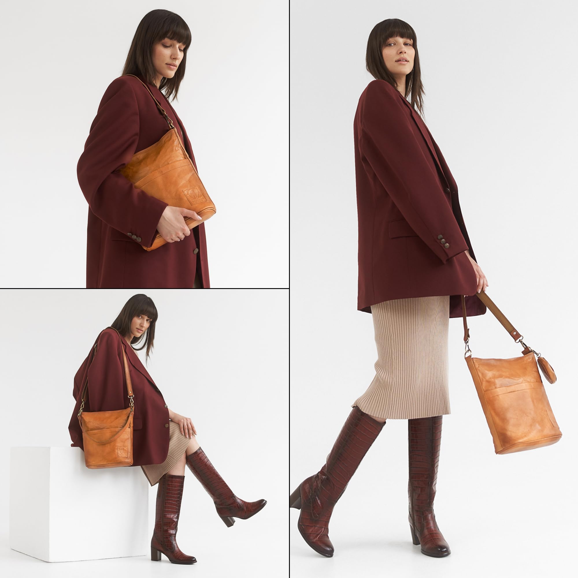 Berliner Bags Sofia Bolso de Hombro de Piel Auténtica para Mujer con Dos Correas Ajustables y Estilo Bandolera, Diseño Elegante