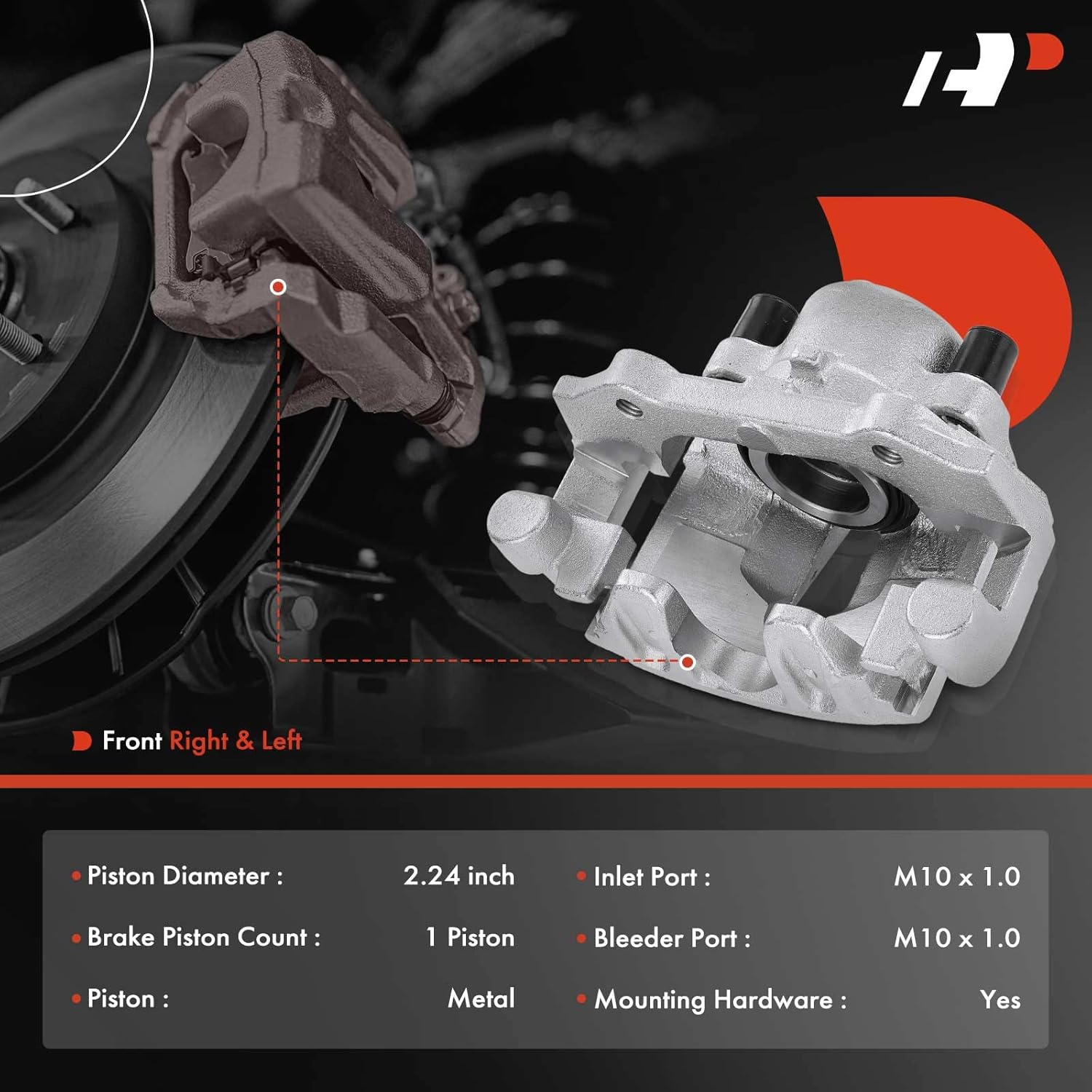 A-Premium Disc Brake Caliper Assembly with Bracket Compatible with Select Volvo Models - 850 1993-1997, C70 1998-2004, S70, V70 1998-2000, L5 2.3L, L5 2.4L - Front Driver and Passenger Side, 2-PC Set