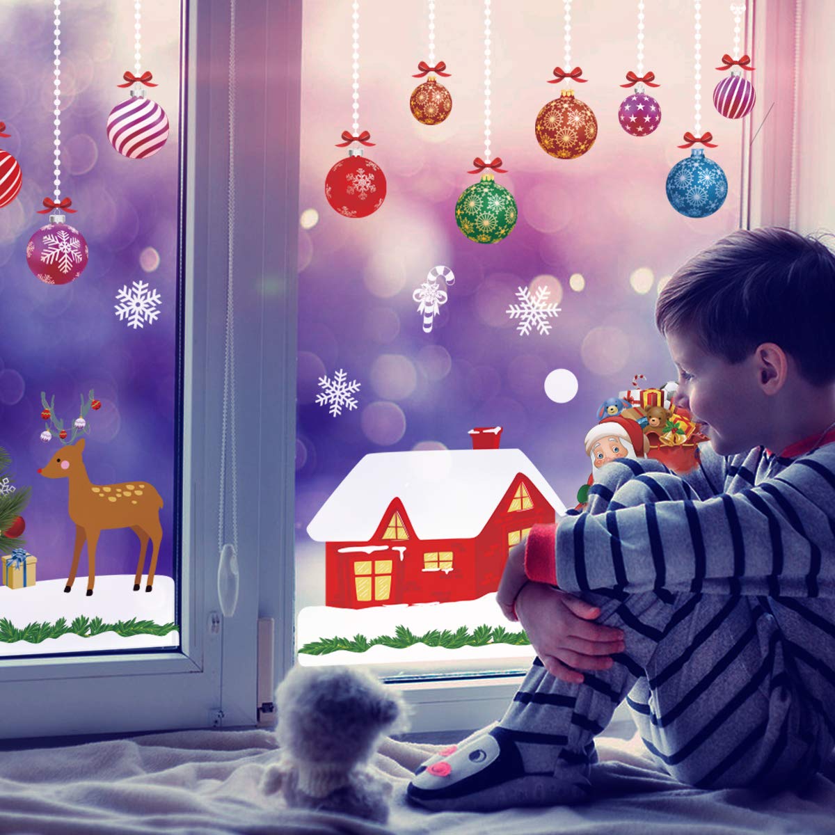 110 Stück Weihnachts-Fensterbilder Selbstklebend – Wiederverwendbar & Doppelseitig