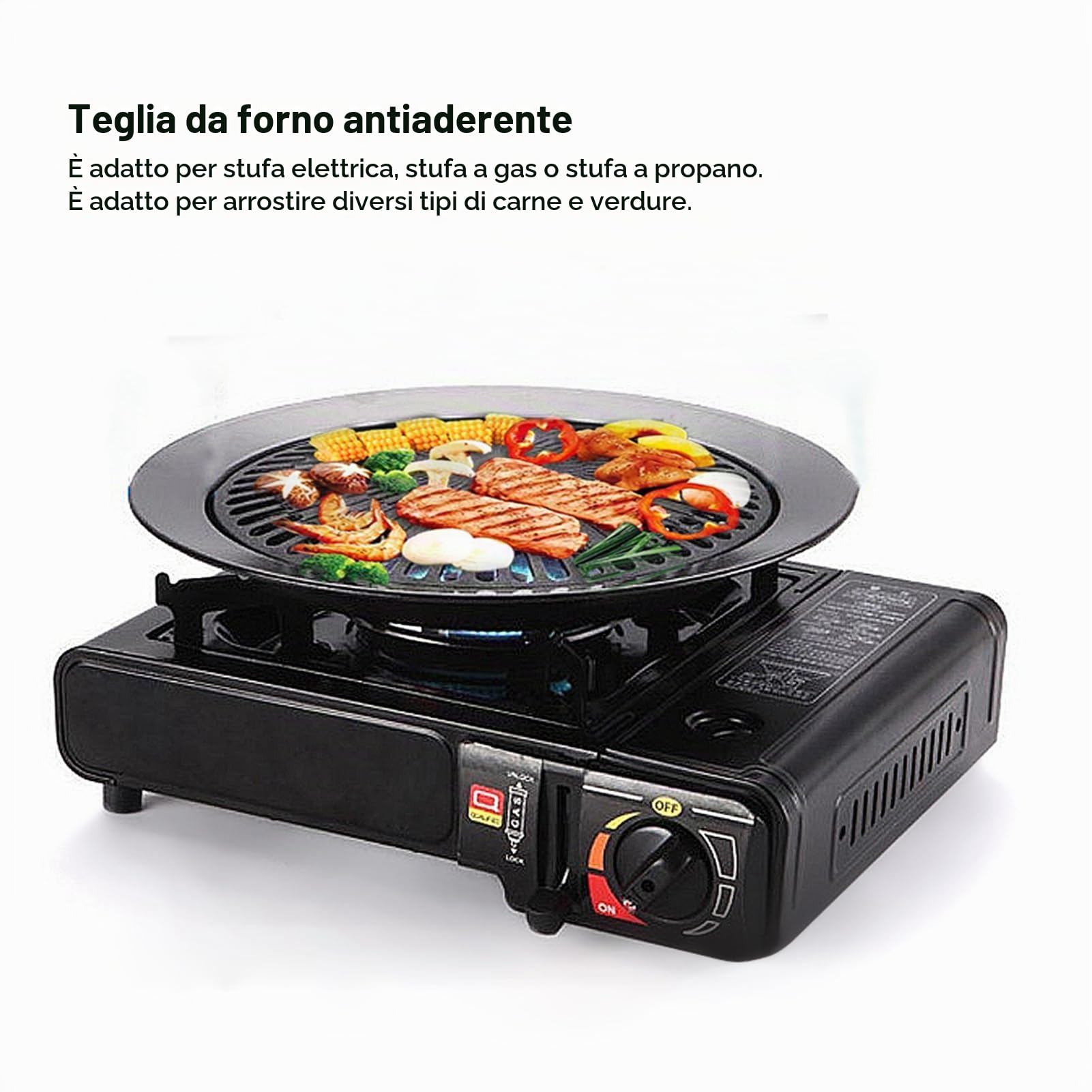 Yctze Teglia per Barbecue Rotonda Coreana Senza Fumo, Teglia Antiaderente per Cottura e Arrosto in Acciaio Inossidabile per Uso Domestico, Set di Utensili da Cucina Compatibili
