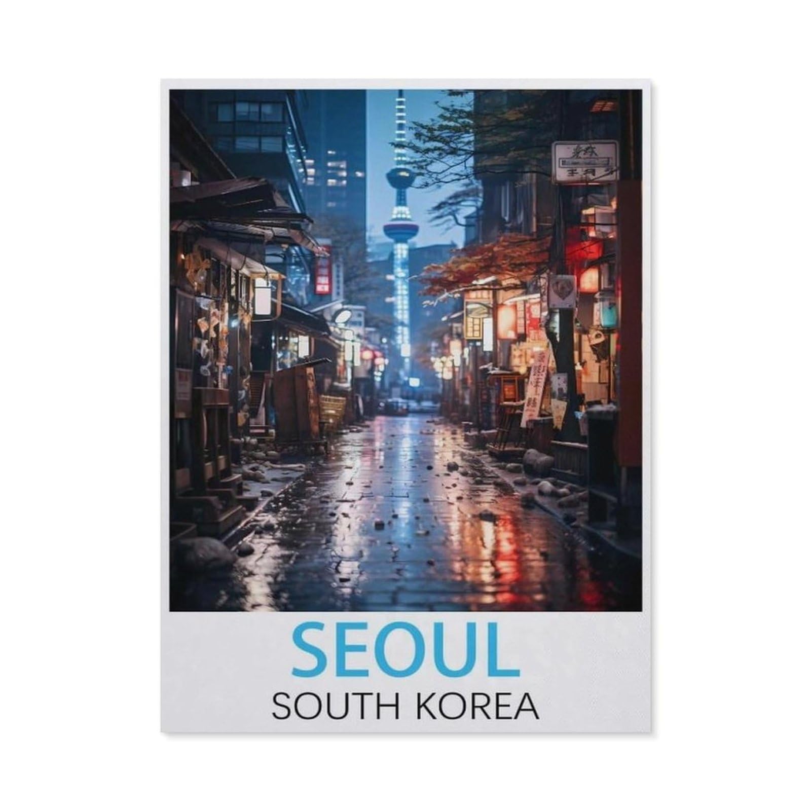 Beayodkp （50 X 60 Cm/19.68 X 23.62 Inches） 5D Diy Diamond Painting Kit，Seoul South Korea Vintage Travel Posters，Crystal Mosaic Full Drill Round Diamond Painting Embroidery Accessories-Ci5