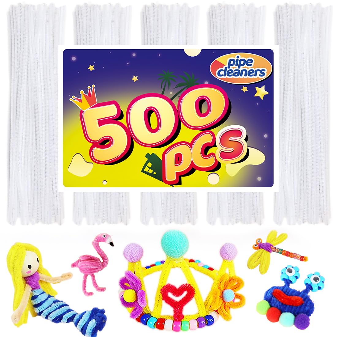White Pipe Cleaners (500) - Craft &amp; Art Supplies
