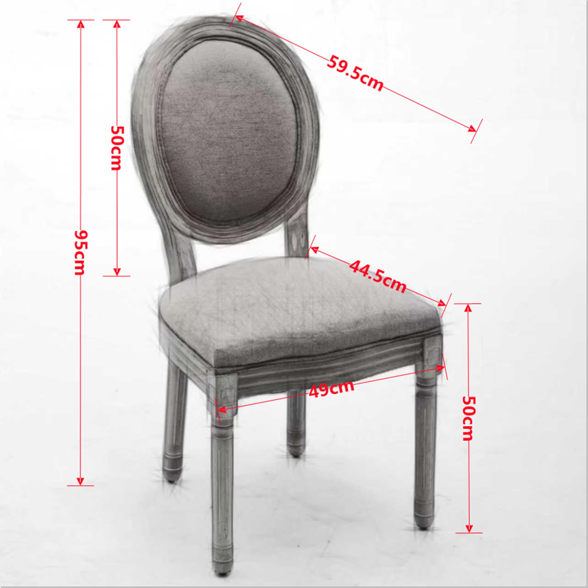 Chaise de Salle à Manger, Lot de 2, Style Campagne Française, Bois Massif de Qualité Supérieure, Assise et Dossier Ovale Entièrement Capitonnés à la Main, Simili Cuir