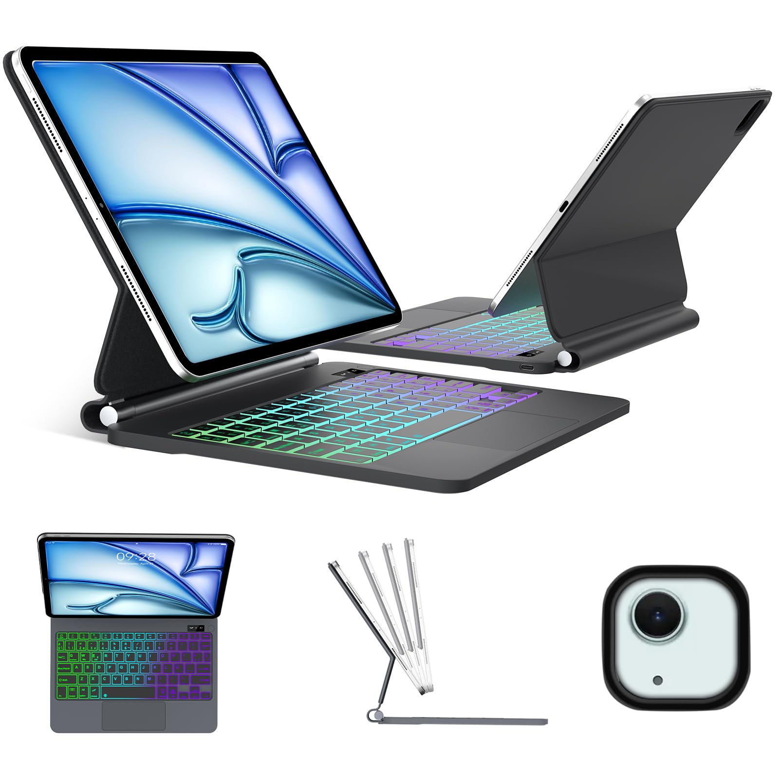 FOGARI Magic Keyboard para iPad Air 11" M4/M3/M2 2026/2025/2024, Español Ñ Teclado Bluetooth con Touchpad para iPad Air 11 Pulgadas M4/M3/M2 2026/2025/2024, Negro