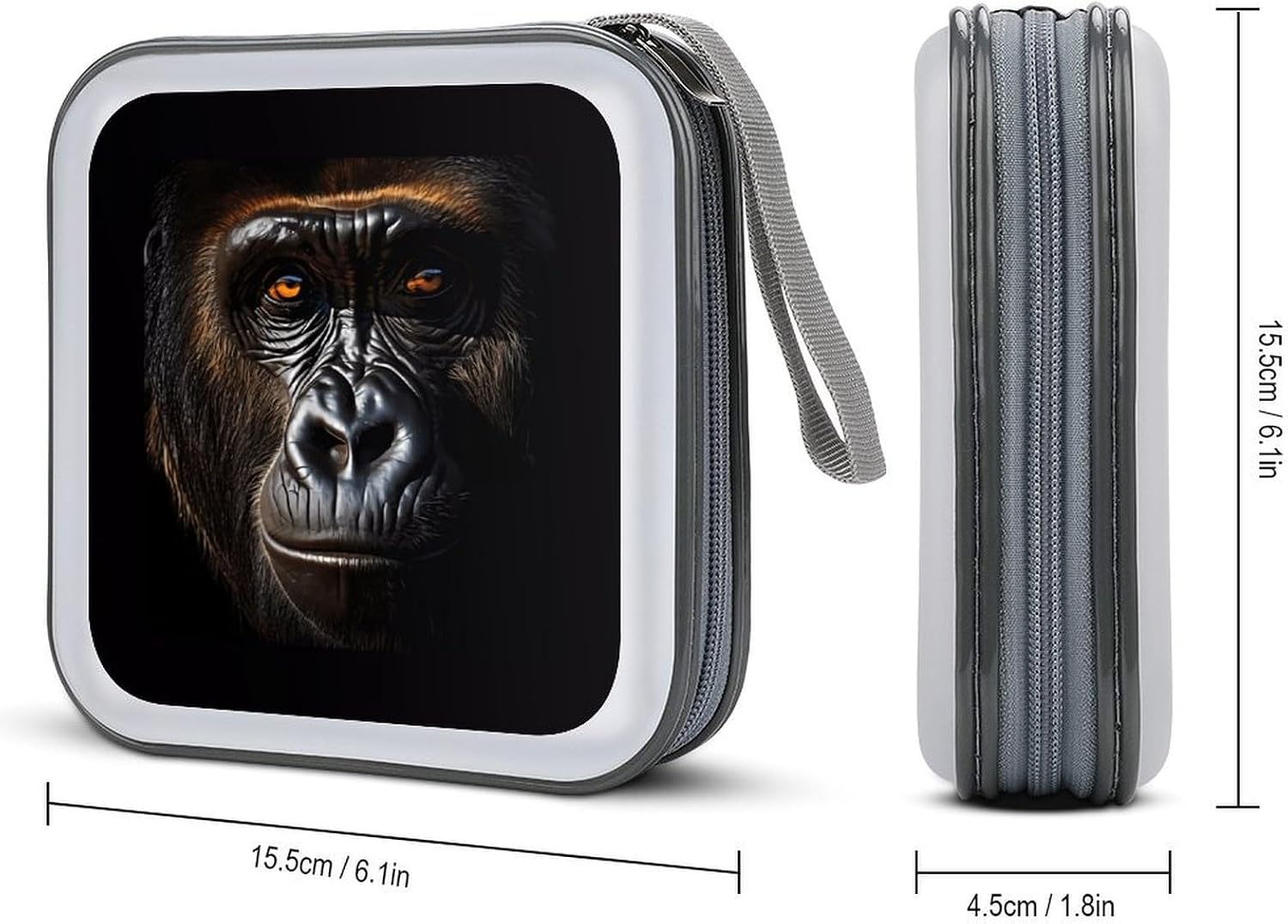 Gorilla Face CD Cases DVD Holder Storage Box Plastic Protection Case for Car Home Office Travel image 2